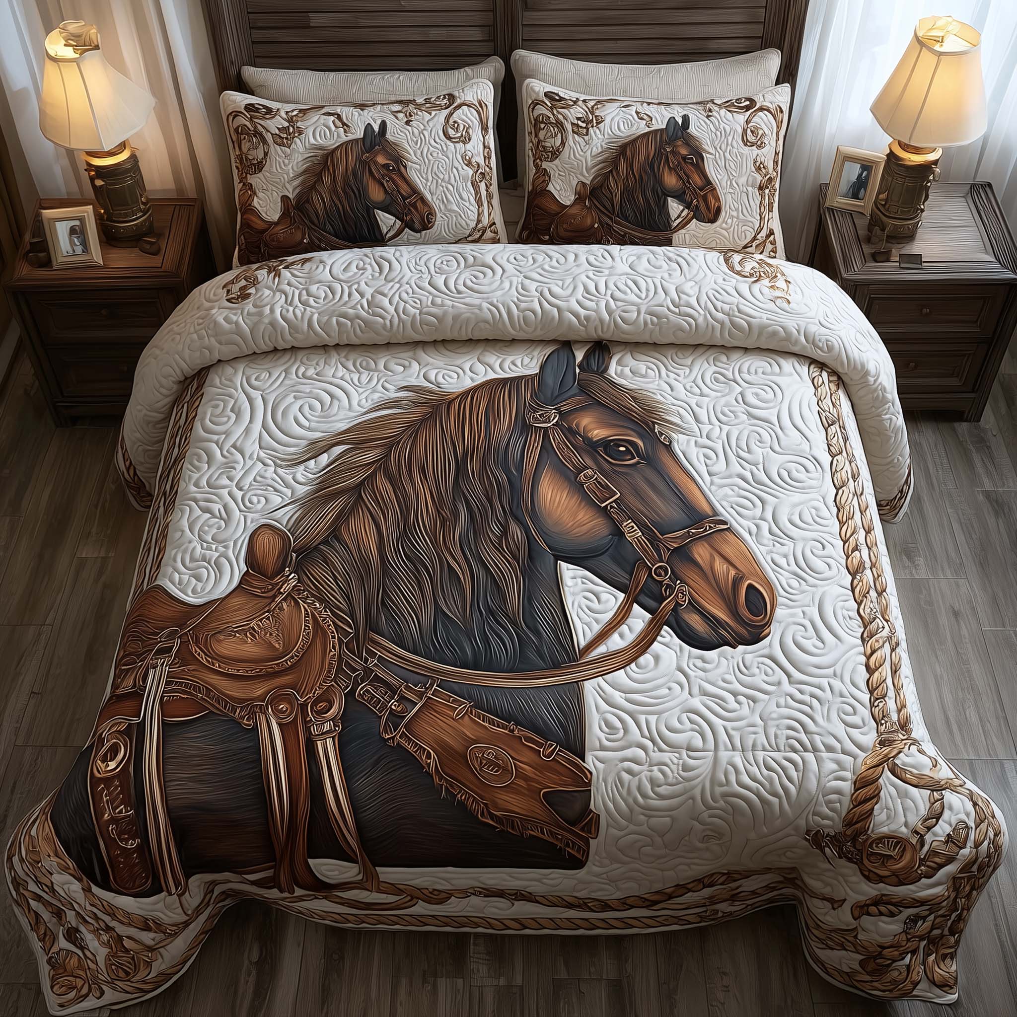 Prairie Horse Quilted Bedding Set Mens Bedroom Decor Gifts For Horse Lovers Men - Tradiviet