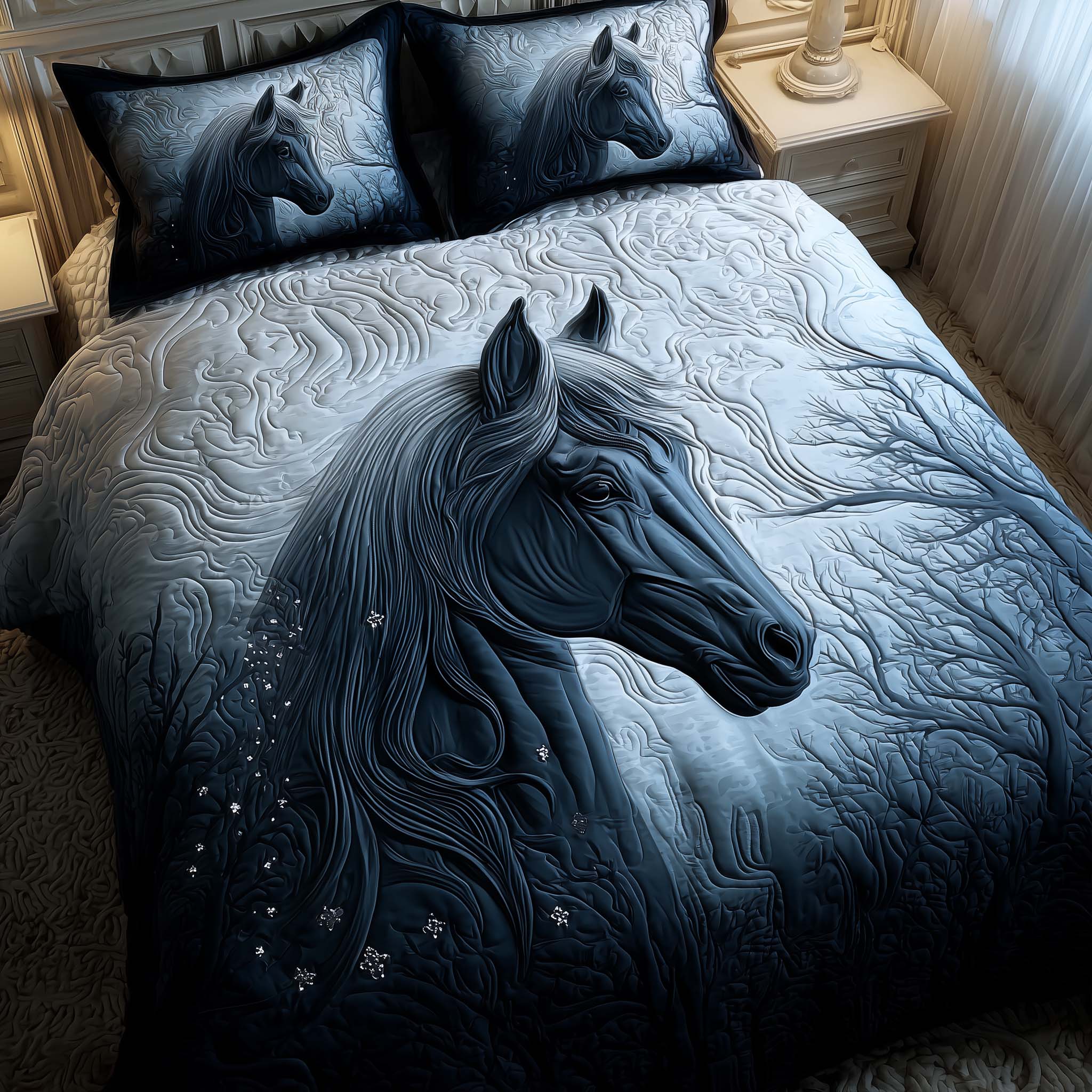 Prairie Horse Quilted Bedding Set Room Decoration Items Cute Horse Gifts - Tradiviet