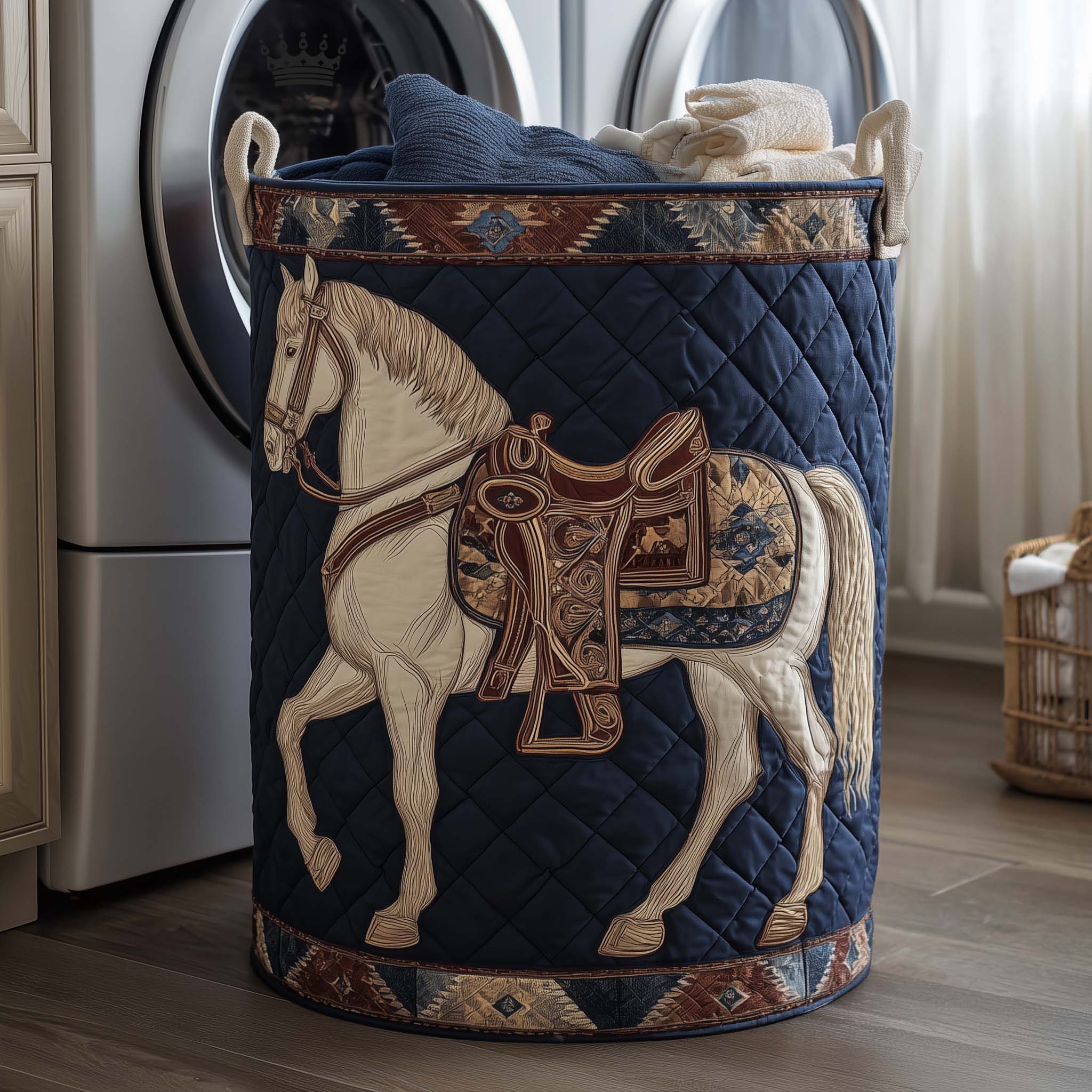 Prairie Horse Quilted Laundry Basket Funny Baskets Best Father's Day Gifts - Tradiviet