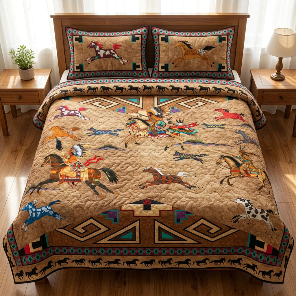 Prairie Soul Runner Quilted Bedding Set Mens Bedroom Decor Gift For Adventurers - Tradiviet