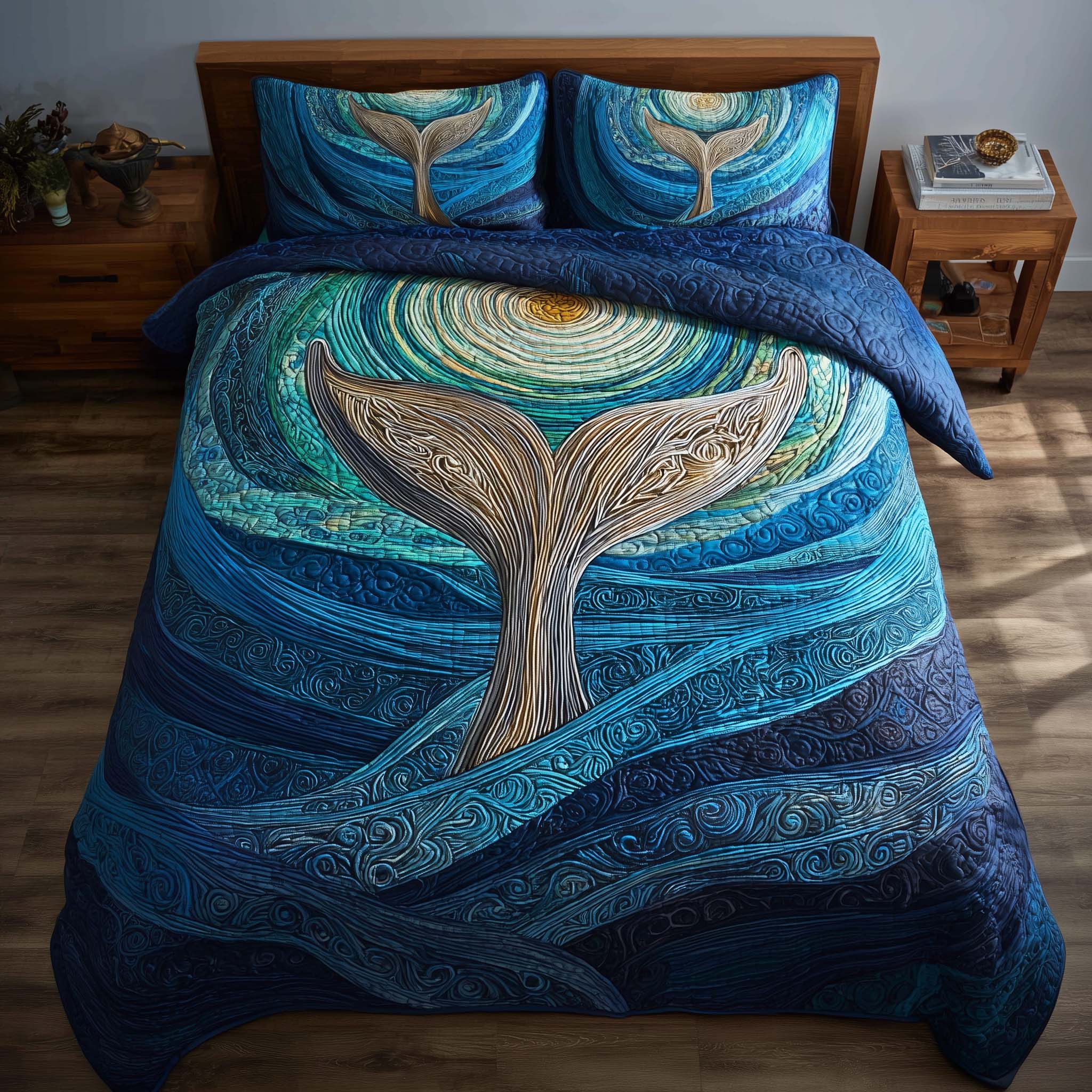 Prism Whale Quilted Bedding Set Room Decoration Items Best Unique Gifts For Whale Lovers - Tradiviet