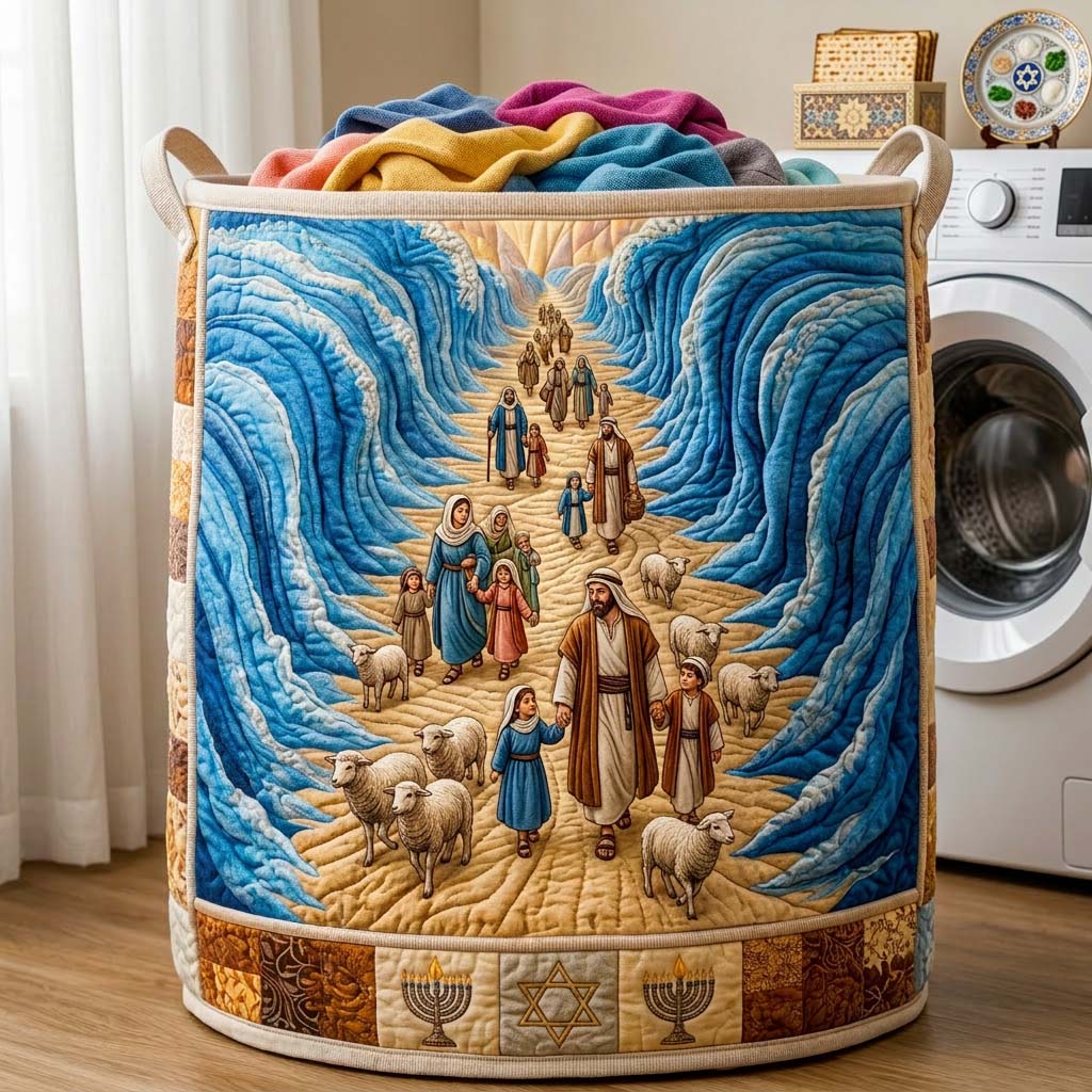 Promised Crossing Quilted Laundry Basket Cute Room Decor Best Gifts For Mom - Tradiviet
