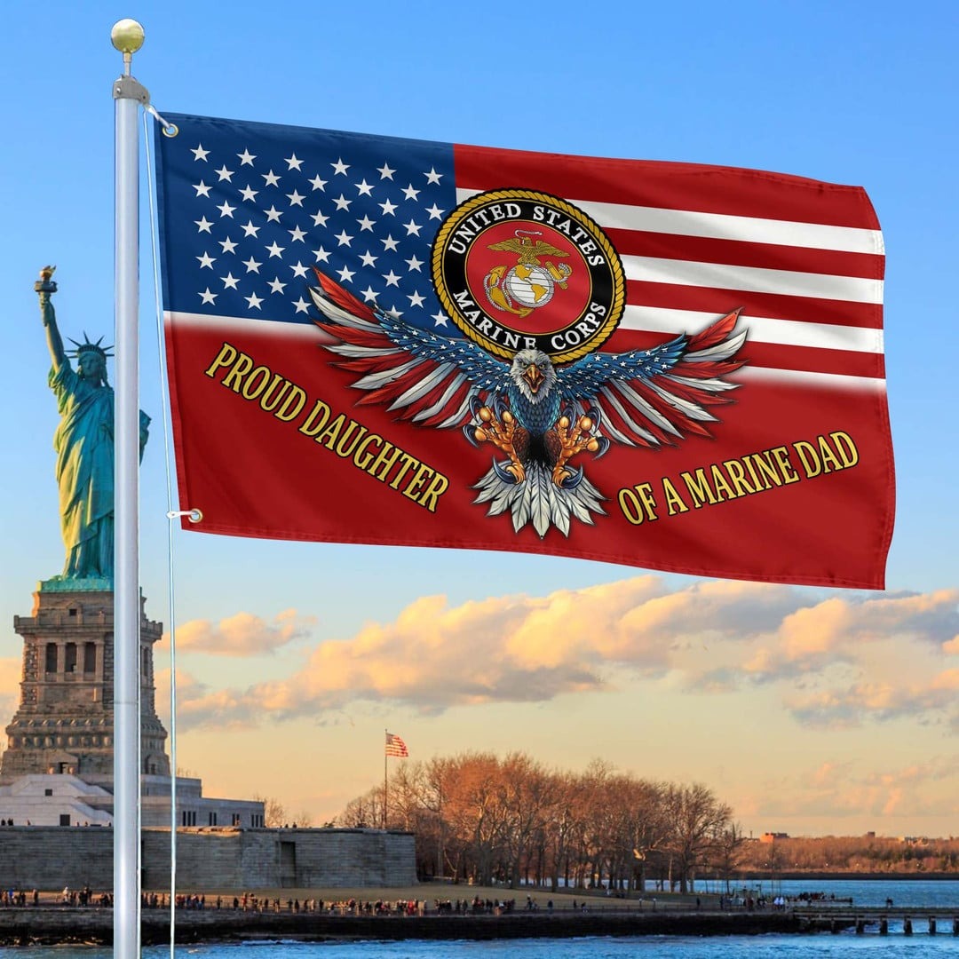 Proud Daughter Of A Marine Dad Flag Pride Gift for Marine Veteran on Father's Day - Tradiviet