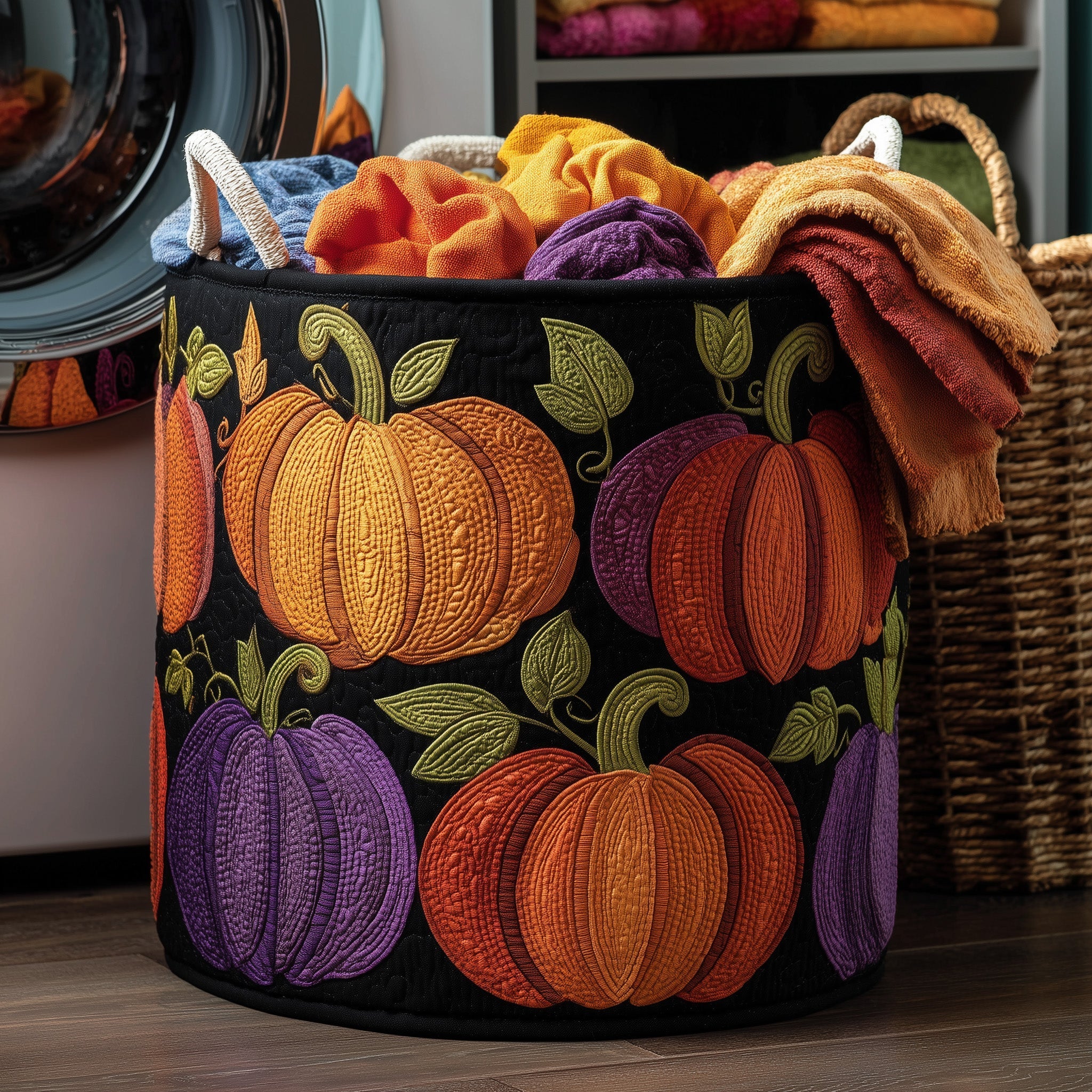 Pumpkin Quilted Laundry Basket Cute Baskets Father's Day Gifts - Tradiviet