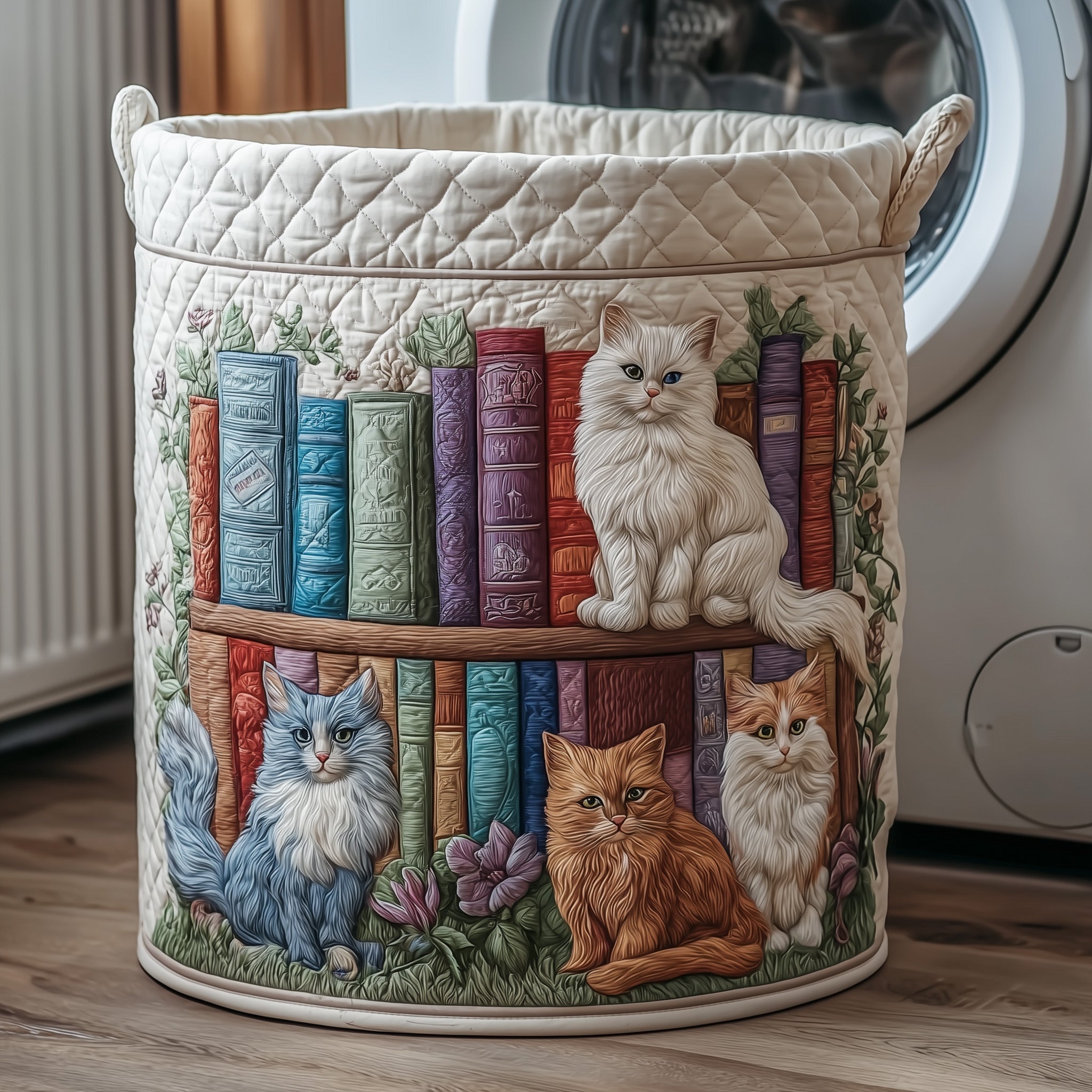Purrfect Pages Quilted Laundry Basket Cool Laundry Hamper Mother's Day Gifts For Mom - Tradiviet