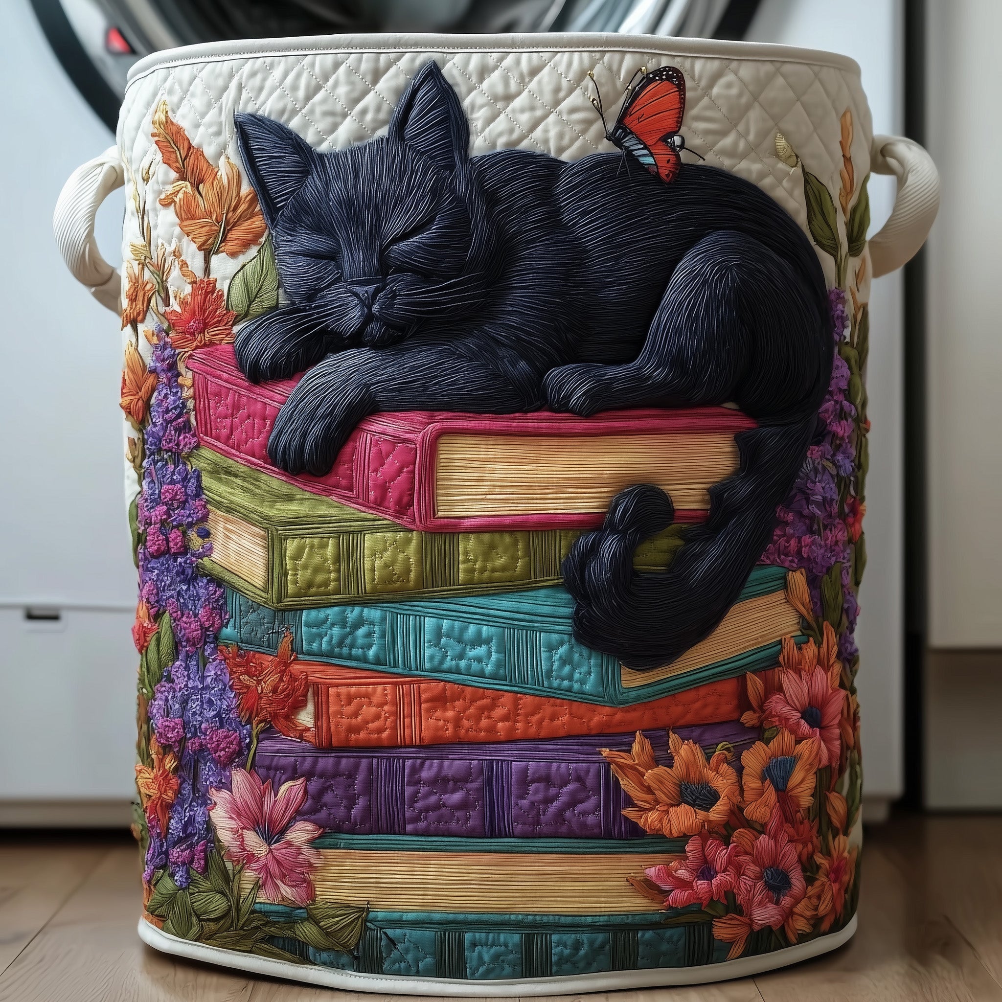 Purrfect Pages Quilted Laundry Basket Nice Storage Baskets Birthday Presents For Dad - Tradiviet