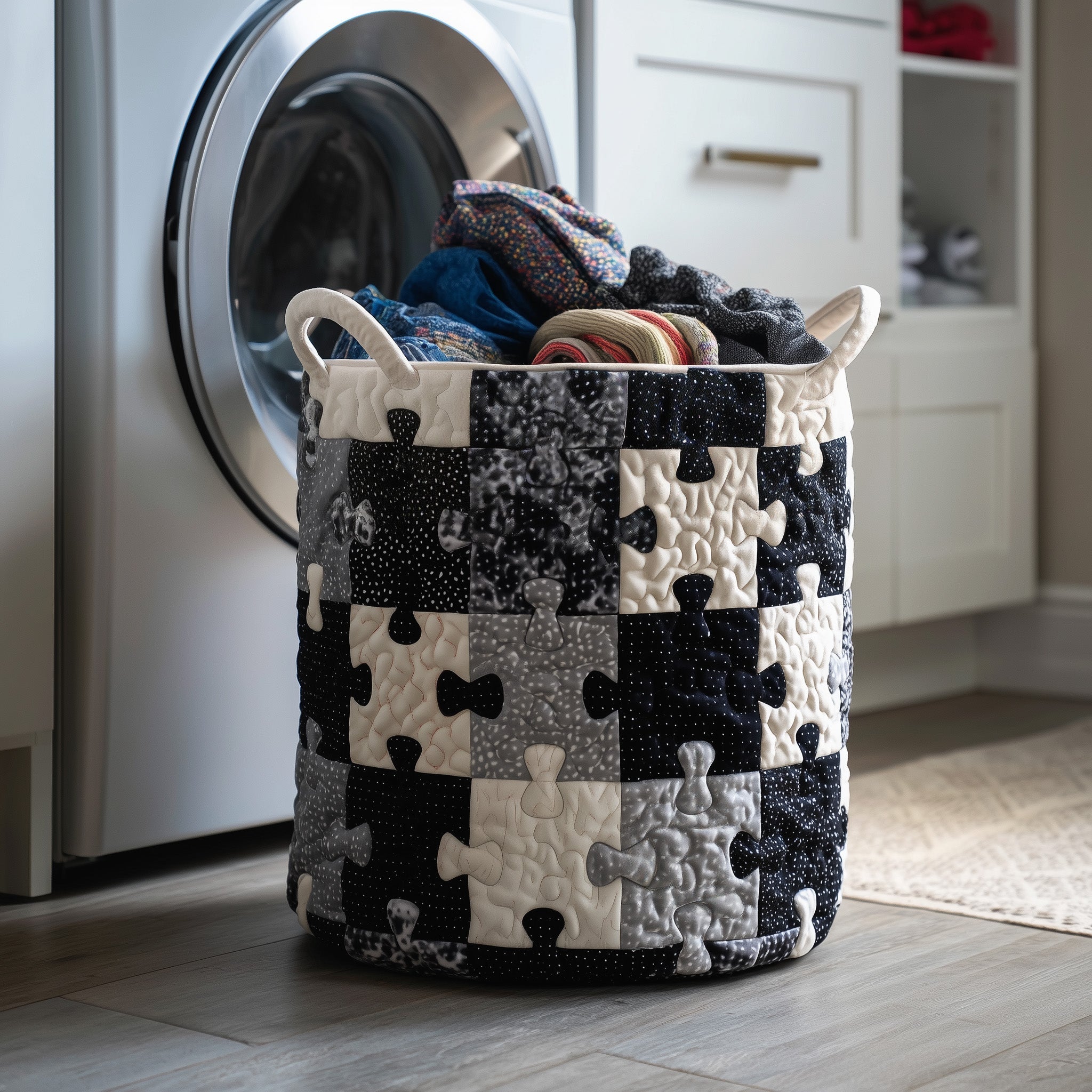 Puzzle Riddle Quilted Laundry Basket Adorable Laundry Basket Great Mother's Day Gifts - Tradiviet