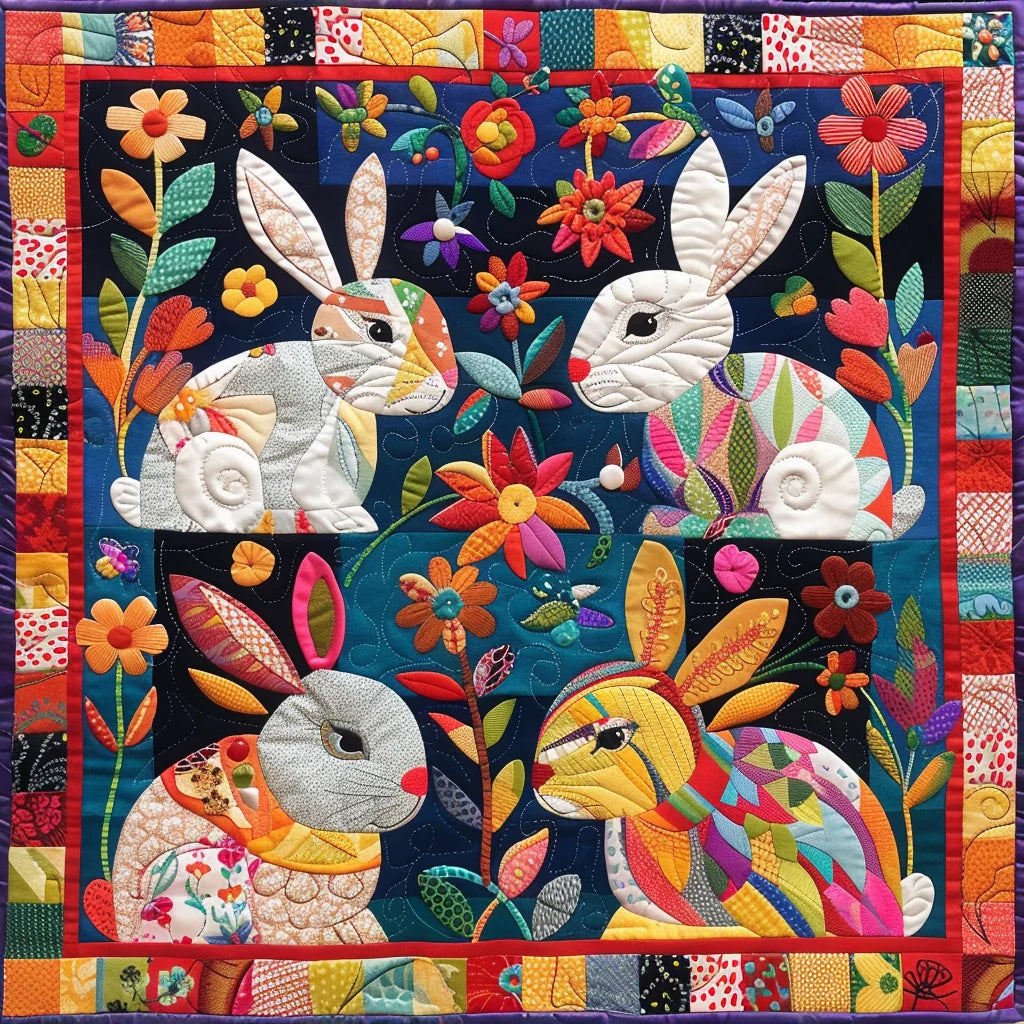 Rabbit Quilted Placemats Colorful Easter Bunny Dining Mat Perfect Gift For Mom - Tradiviet