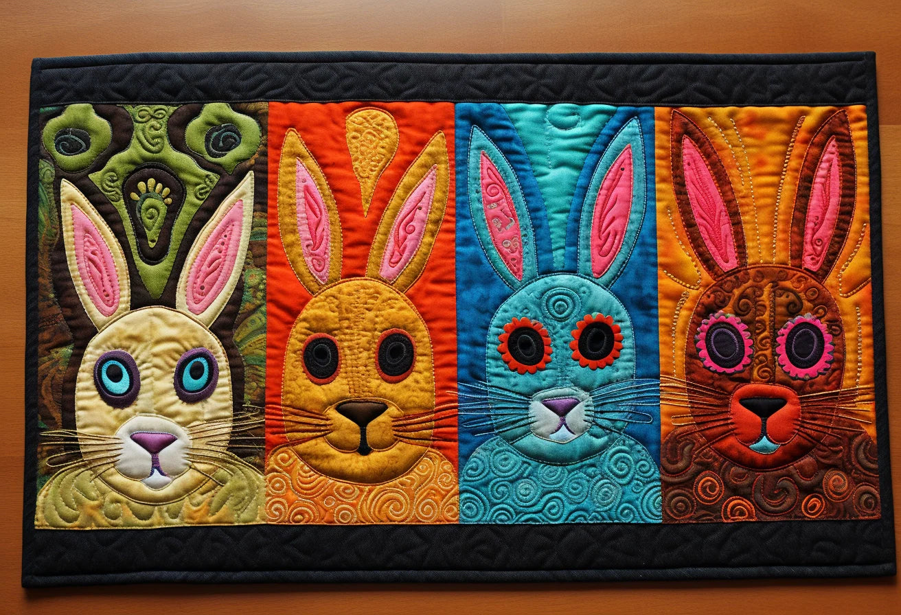 Rabbit Quilted Placemats Colorful Rainbow Easter Bunny Dining Mat  Cozy Gift For Wife - Tradiviet