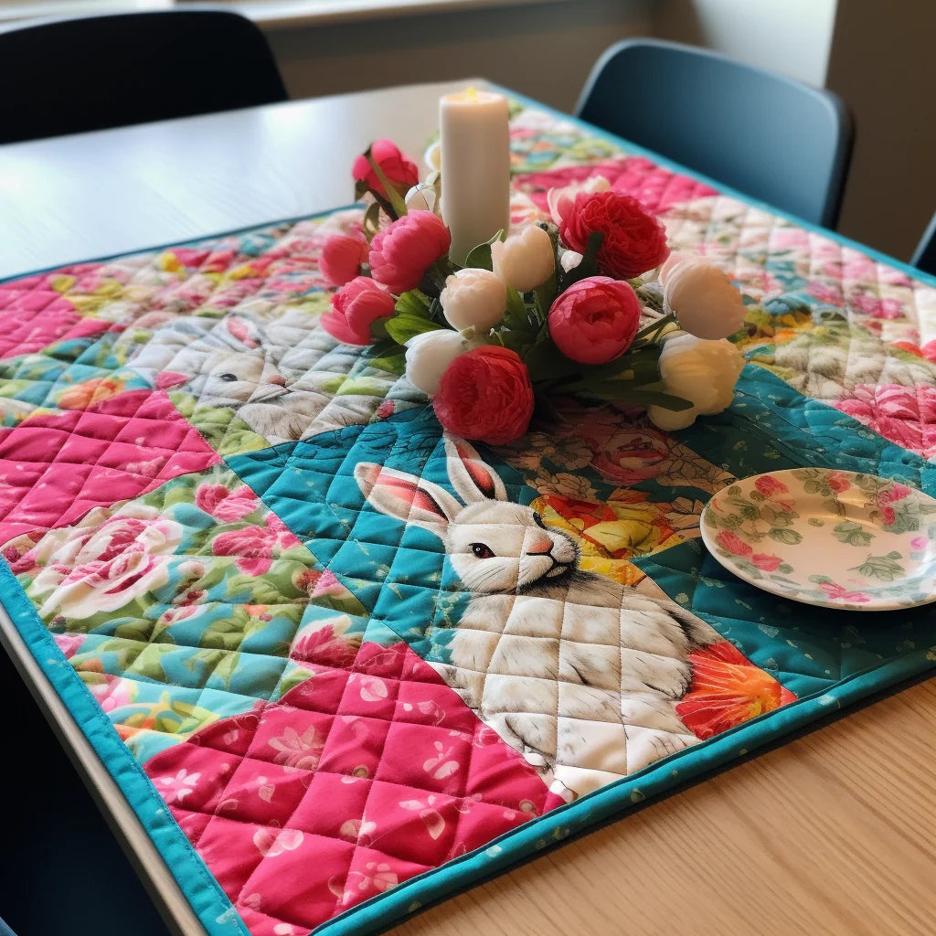 Rabbit Quilted Placemats Rustic Easter Bunny Dining Mat Perfect Housewarming Gift - Tradiviet