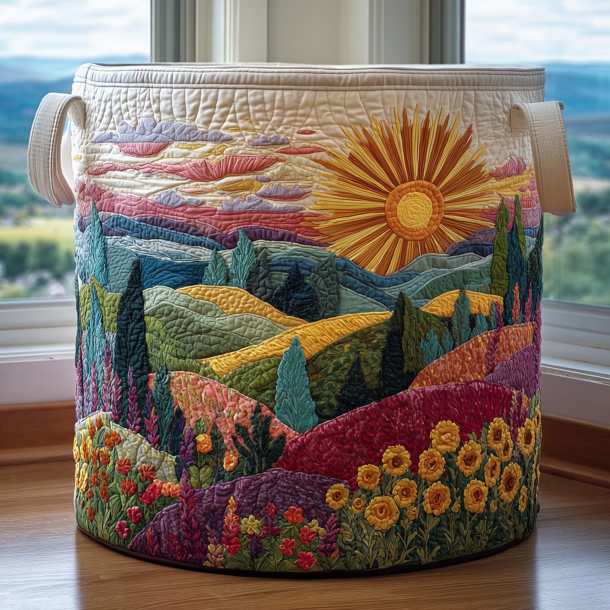 Radiant Hills Quilted Laundry Basket Cute Room Decor Gifts For Father - Tradiviet