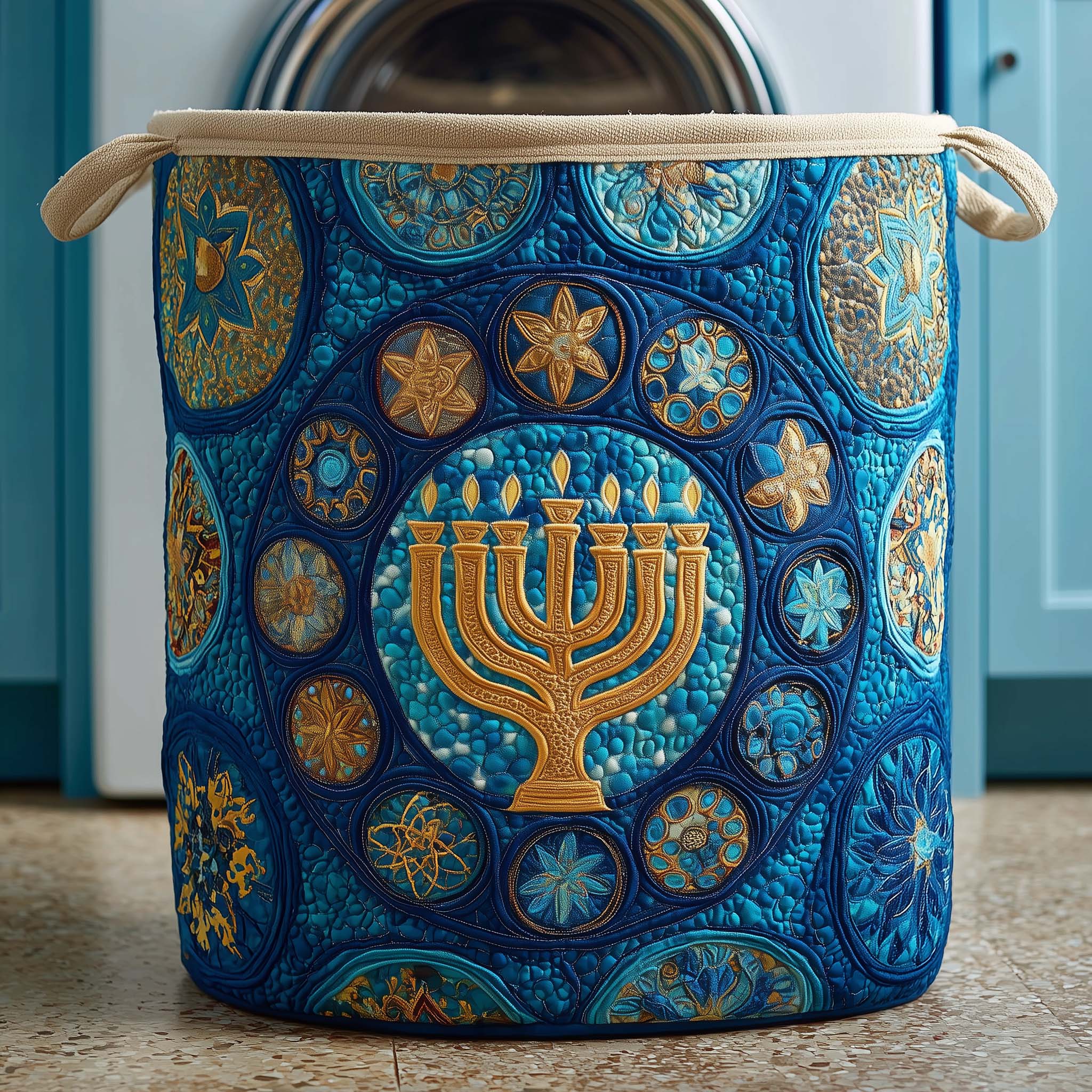 Radiant Menorah Quilted Laundry Basket Cute Laundry Hamper Great Father's Day Gifts - Tradiviet