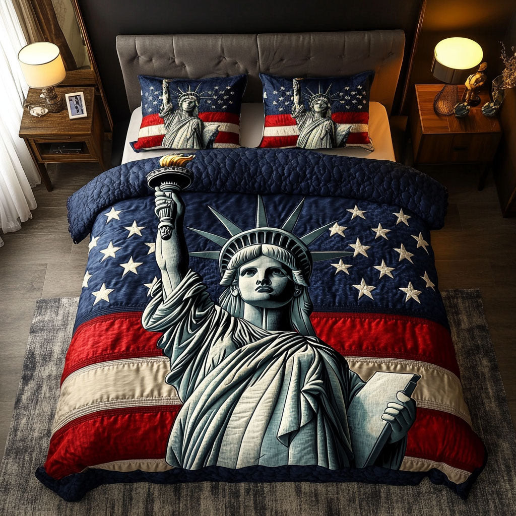 Radiant Statue  Quilted Bedding Set  Duvet Cover Queen Best 4Th Of July Gifts