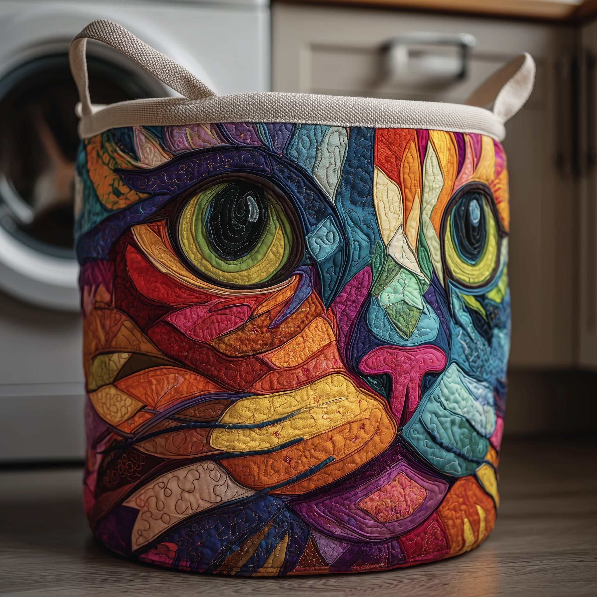 Rainbow Cat Quilted Laundry Basket Cool Laundry Hamper Presents For Daughter - Tradiviet