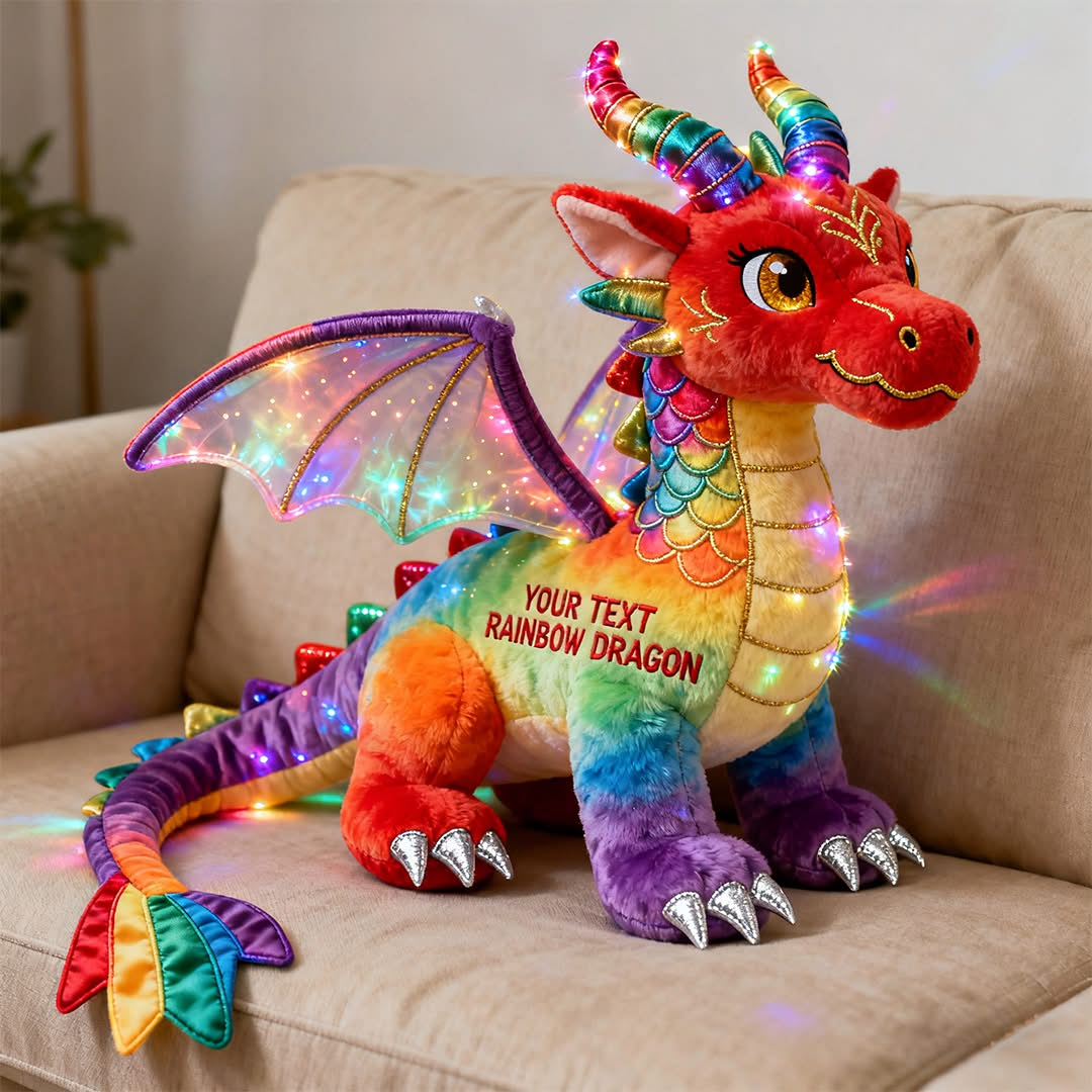 Rainbow Dragon Pillow Toy Fantasy Dragon Stuffed Animal Colorful Dragon Plush Gift For Kids - Tradiviet