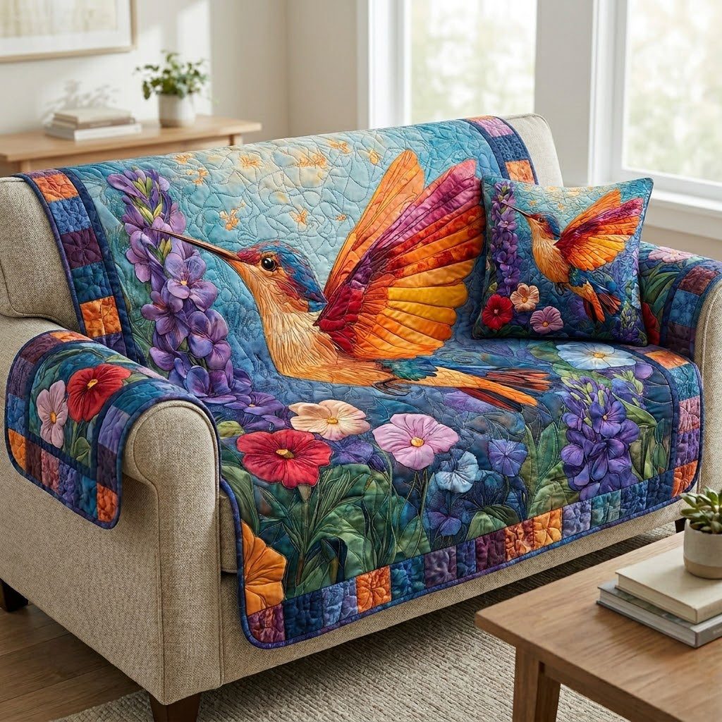 Raised Meadow Flight Quilted Sofa Cover Meadow Butterfly Sofa Decor