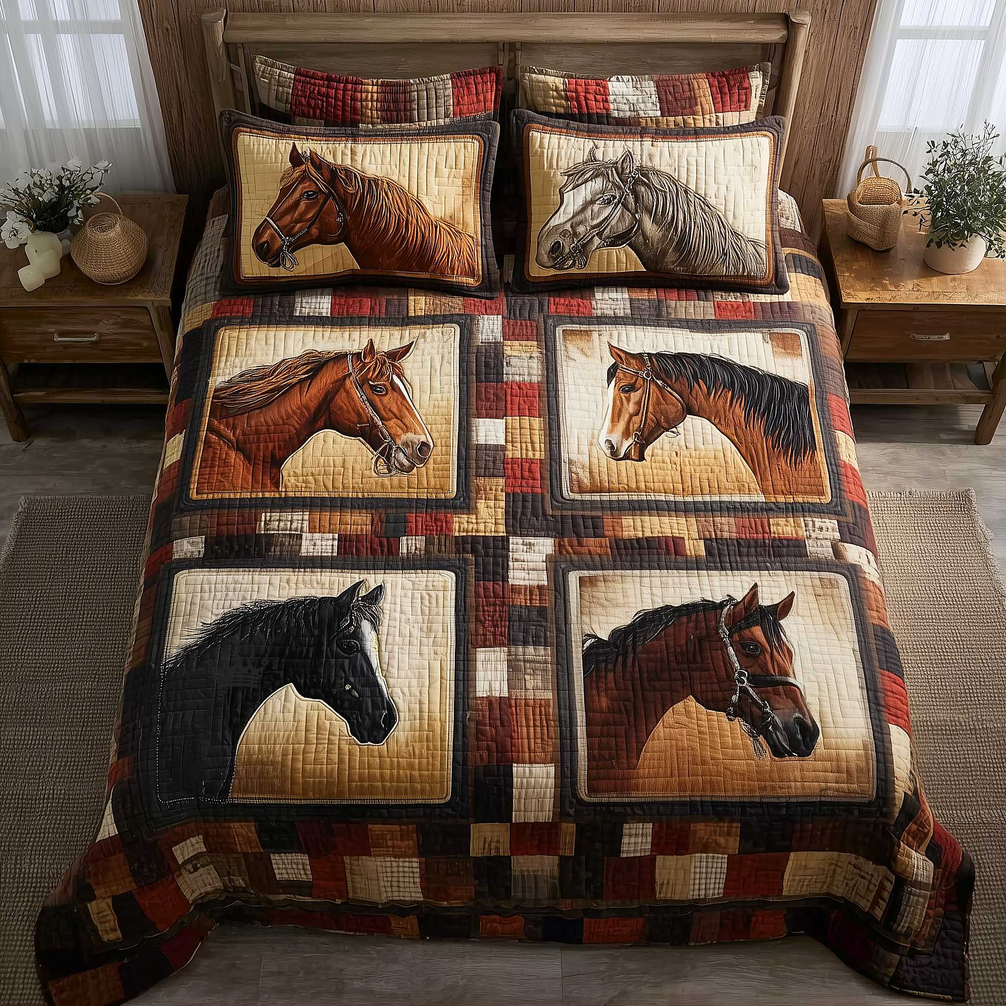 Ranch Life Quilted Bedding Set Autumn Inspired Bedroom Gift For Cowboy Fans - Tradiviet