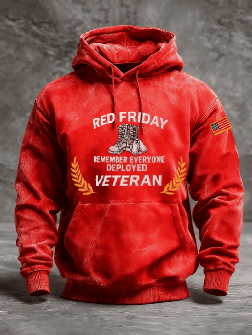 Red Friday Hoodie Remember Everyone Deployed Veteran Pullover Patriotic Gift Ideas - Tradiviet