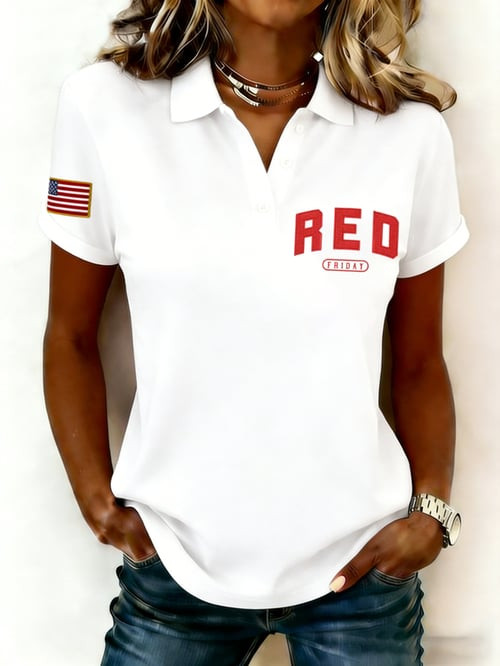 Red Friday Polo Shirt Remember Everyone Deployed USA Flag Clothing Gift For Women - Tradiviet - Image 3