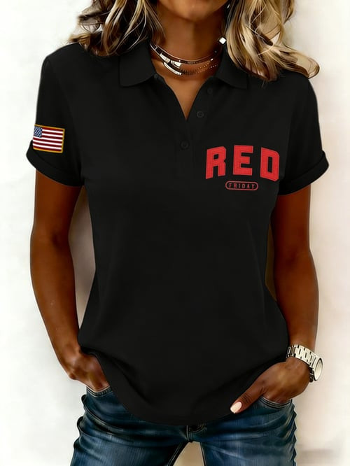 Red Friday Polo Shirt Remember Everyone Deployed USA Flag Clothing Gift For Women - Tradiviet
