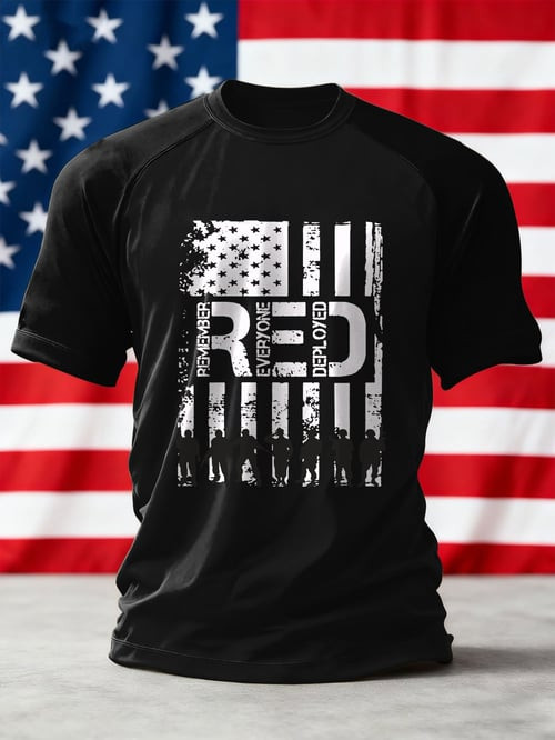 Red Friday T-Shirt Remember Everyone Deployed American Flag Crewneck Gift For Brother - Tradiviet - Image 3