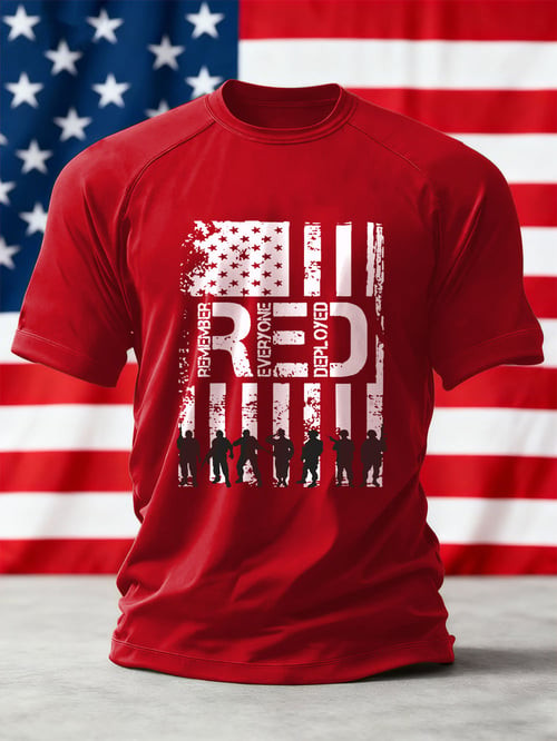 Red Friday T-Shirt Remember Everyone Deployed American Flag Crewneck Gift For Brother - Tradiviet