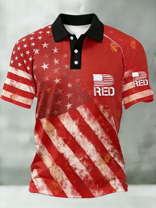 Red Polo Shirt Patriotic American Flag Clothing Perfect Gifts For Veterans - Tradiviet