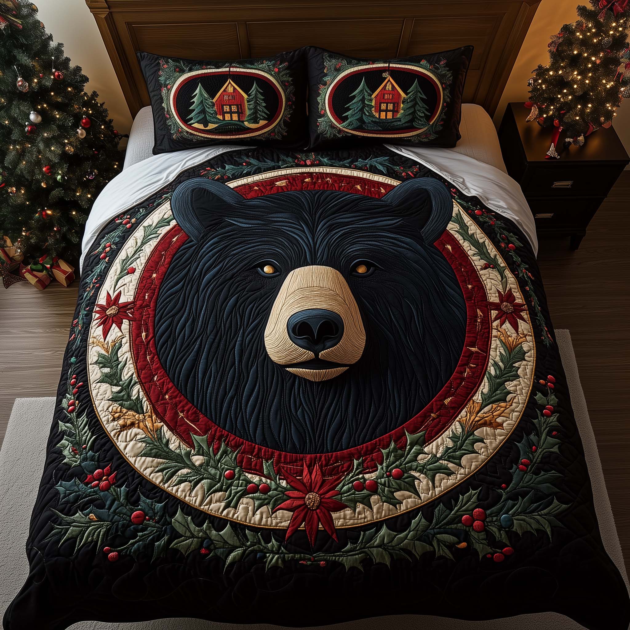 Regal Bear Quilted Bedding Set Holiday Decorations Bear Gifts For Women - Tradiviet