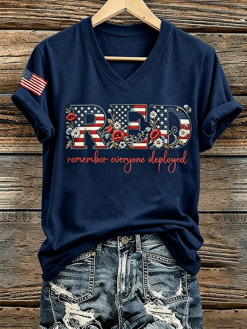 Remember Everyone On The Deployment V-Neck Shirt 250 Years Of America Merch Gift For Her - Tradiviet - Image 3
