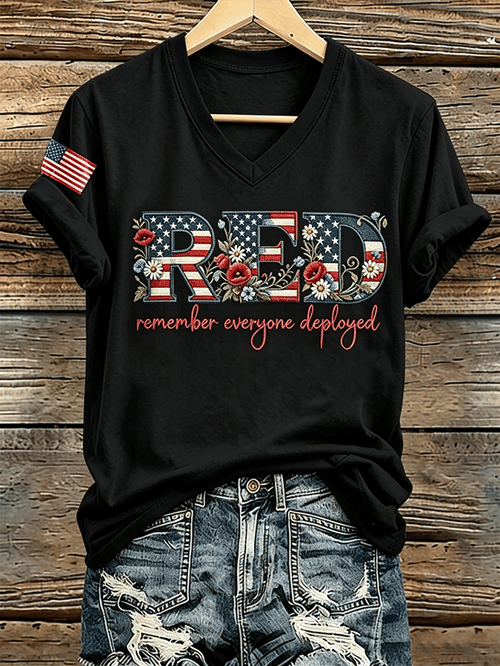Remember Everyone On The Deployment V-Neck Shirt 250 Years Of America Merch Gift For Her - Tradiviet - Image 2