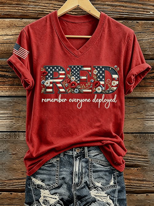 Remember Everyone On The Deployment V-Neck Shirt 250 Years Of America Merch Gift For Her - Tradiviet