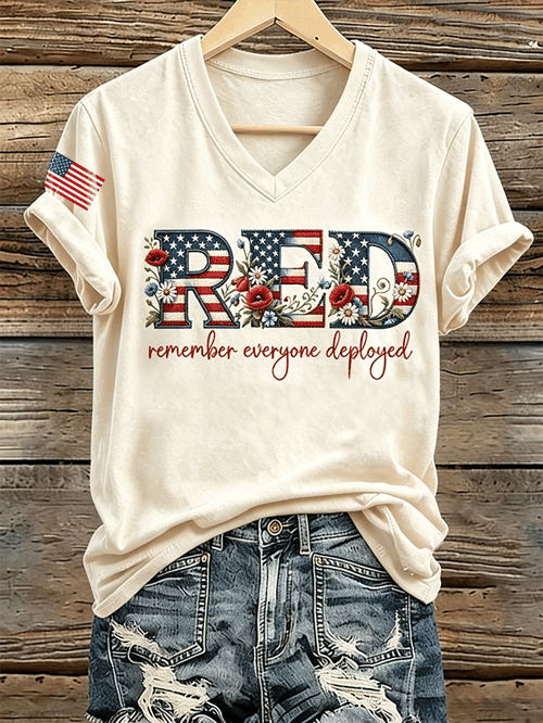 Remember Everyone On The Deployment V-Neck Shirt 250 Years Of America Merch Gift For Her - Tradiviet - Image 4