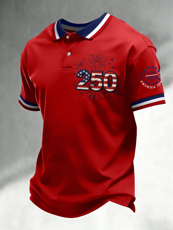 Retro America 250th Anniversary Polo Shirt Independence Day 1776 2026 Clothing Gift For Men - Tradiviet - Image 4