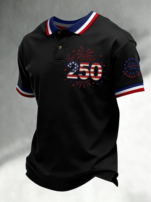 Retro America 250th Anniversary Polo Shirt Independence Day 1776 2026 Clothing Gift For Men - Tradiviet - Image 2