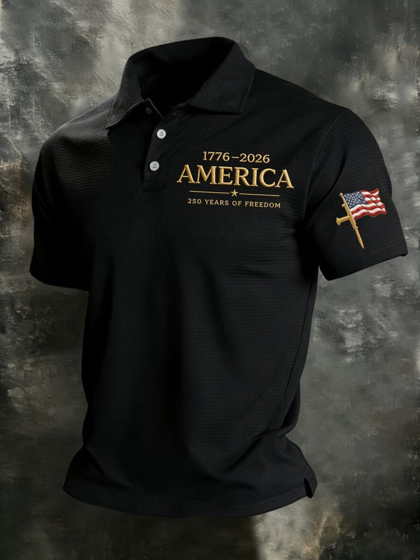 Retro America Polo Shirt 250 Years Of Freedom Clothing Patriotic Gift Ideas - Tradiviet - Image 4
