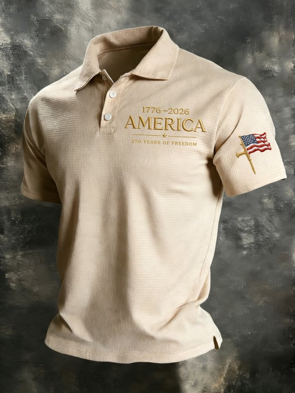 Retro America Polo Shirt 250 Years Of Freedom Clothing Patriotic Gift Ideas - Tradiviet - Image 3