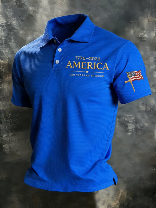 Retro America Polo Shirt 250 Years Of Freedom Clothing Patriotic Gift Ideas - Tradiviet - Image 5