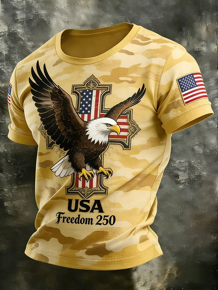 Retro Faith 250th Anniversary American T-Shirt 4Th Of July Apparel Patriotic Gifts For Him - Tradiviet - Image 3