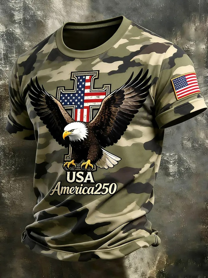 Retro Faith 250th Anniversary American T-Shirt 4Th Of July Apparel Patriotic Gifts For Him - Tradiviet - Image 2