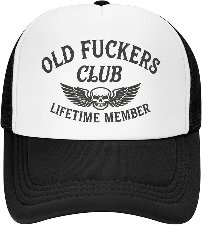 Retro Old Fckers Club Baseball Cap Lifetime Member Skull Wings Hat Gift For Dad - Tradiviet - Image 3