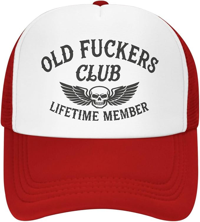 Retro Old Fckers Club Baseball Cap Lifetime Member Skull Wings Hat Gift For Dad - Tradiviet