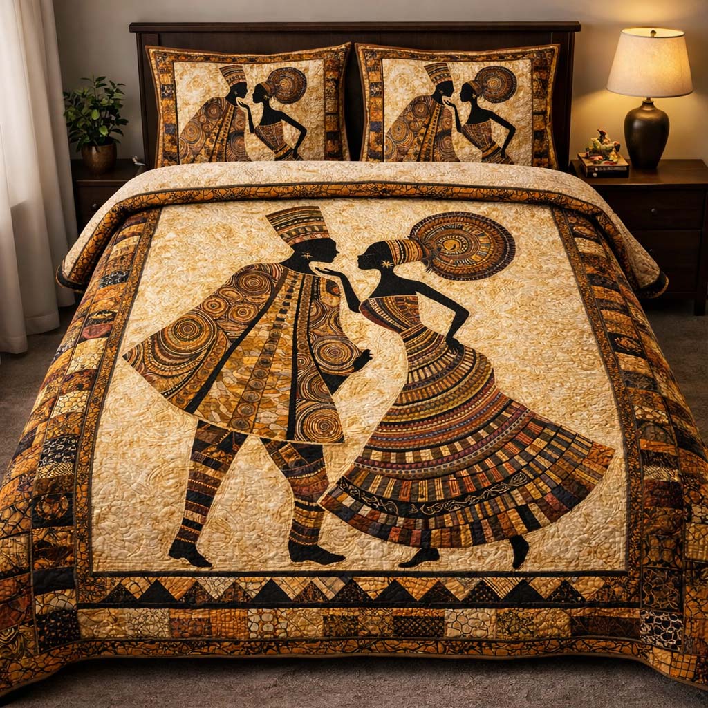 Rhythm Of Roots Quilted Bedding Set Bedroom Decorations Gift Ideas For Mom - Tradiviet