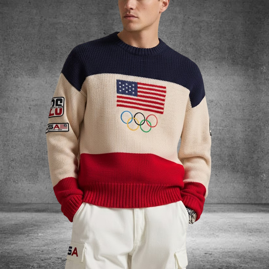 RL Team USA Closing Ceremony Sweater Knit Milano Cortina Winter Olympics 2026 Apparel - Tradiviet