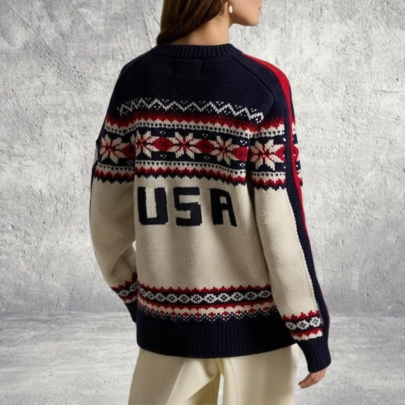 RL Team USA Opening Ceremony Sweater Winter Olympics 2026 Apparel Milano Cortina Outfit - Tradiviet - Image 2