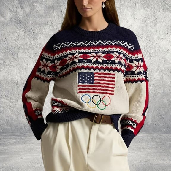 RL Team USA Opening Ceremony Sweater Winter Olympics 2026 Apparel Milano Cortina Outfit - Tradiviet