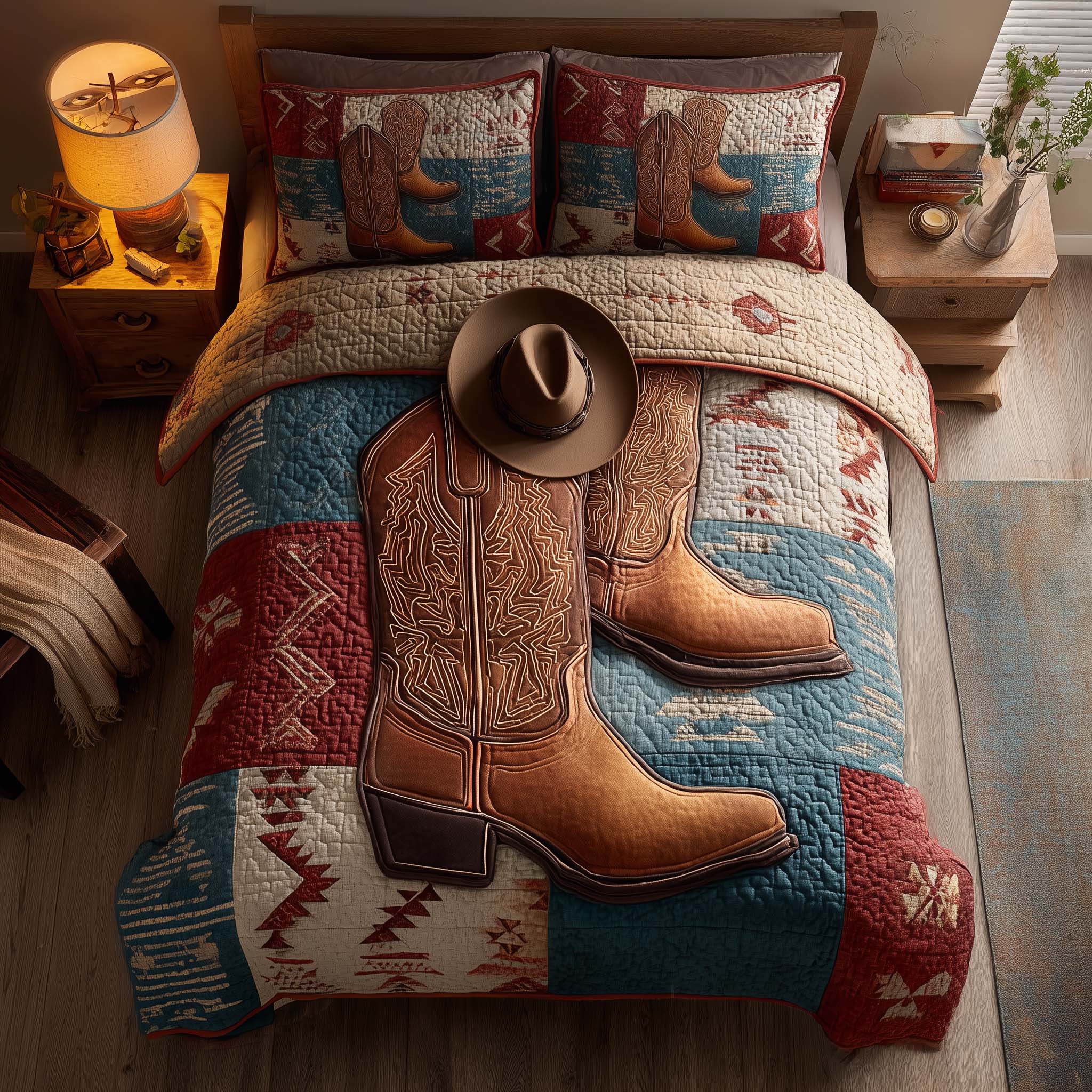 Rodeo Roundup Quilted Bedding Set Holiday Home Decor Ideas Best Father's Day Gifts - Tradiviet