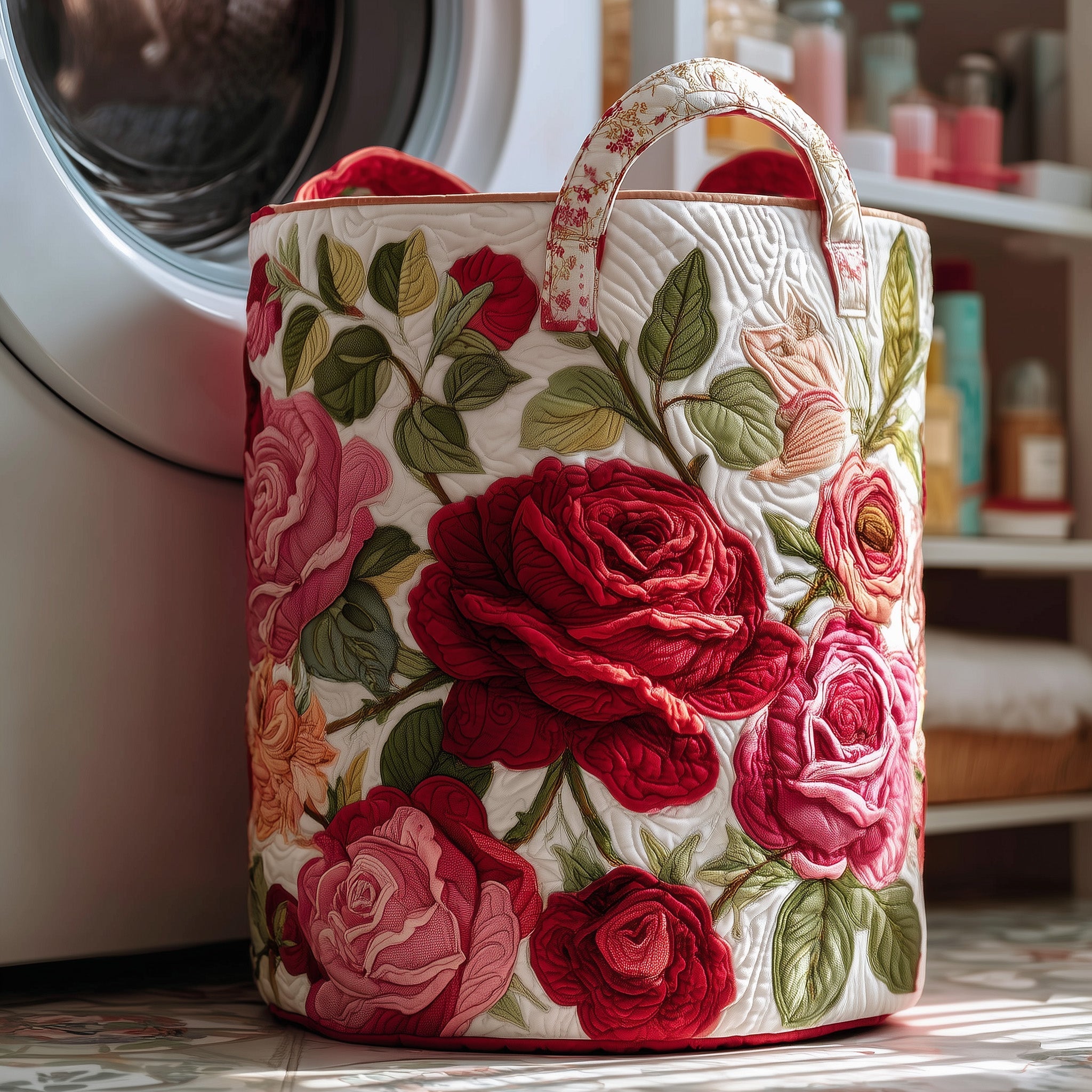 Rose Garden Quilted Laundry Basket Funny Baskets Great Mother's Day Gifts - Tradiviet