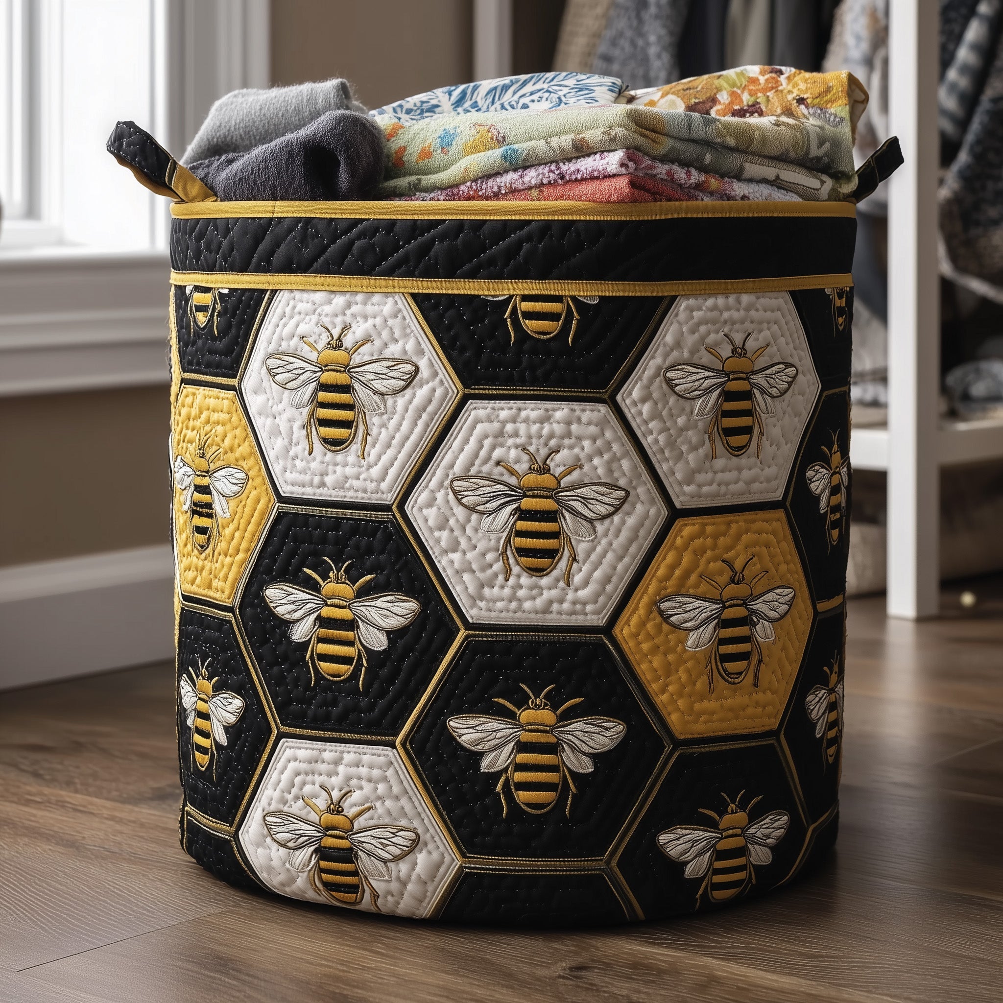 Royal Bee Quilted Laundry Basket Nice Storage Baskets Good Fathers Day Gifts - Tradiviet