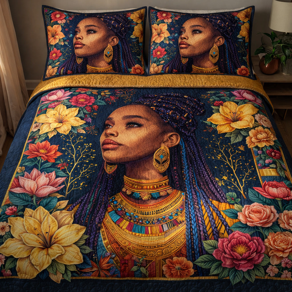 Royal Nubian Bloom Quilted Bedding Set Home Good Holiday Decoration Family Gift - Tradiviet
