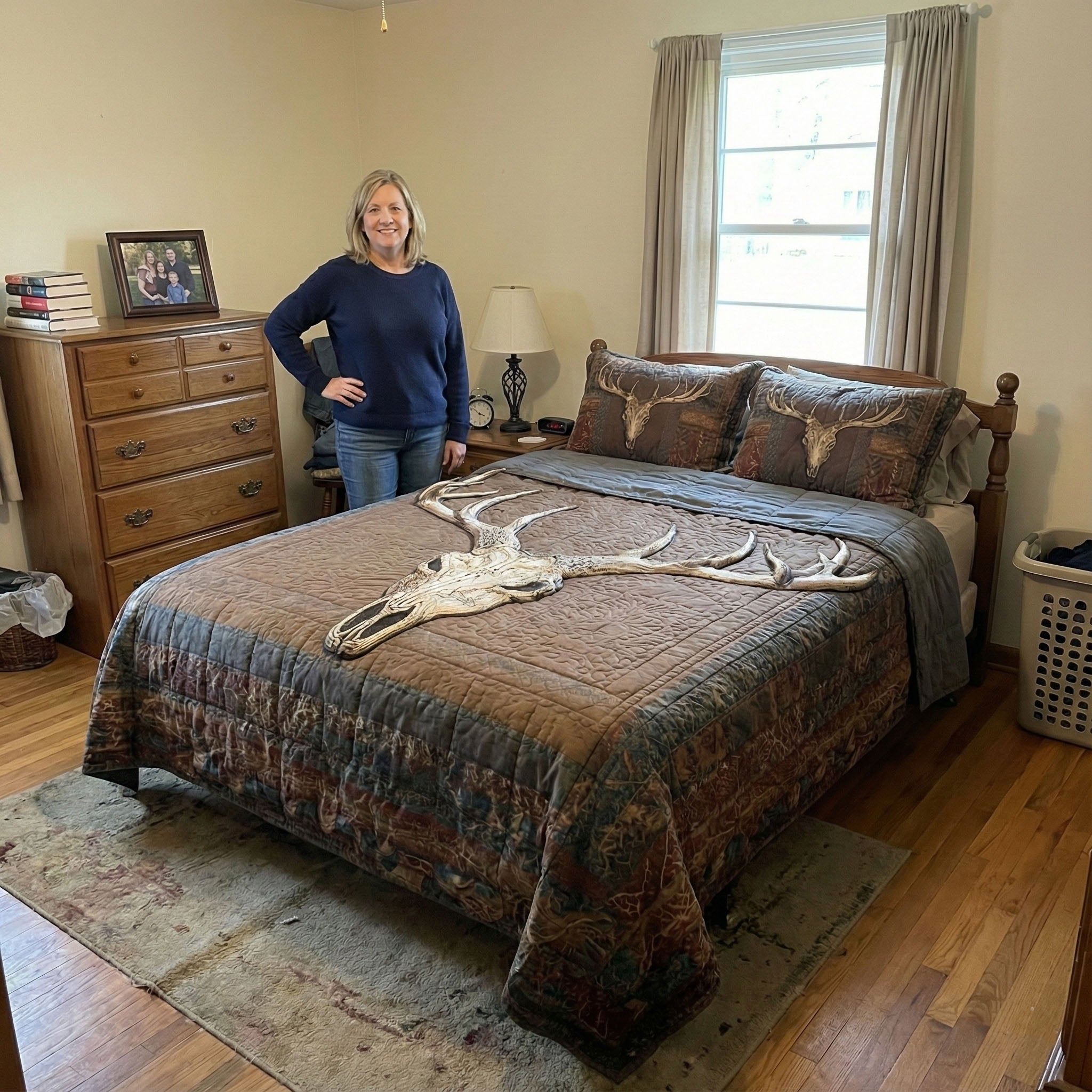 Rustic Antler Quilted Bedding Set Bed Room Decoration Antlers Best Gift Father's Day - Tradiviet - Image 3